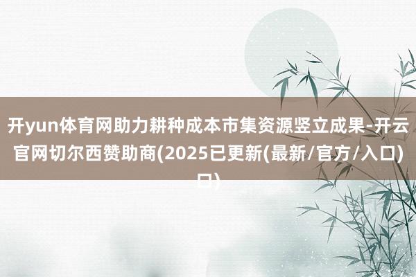 开yun体育网助力耕种成本市集资源竖立成果-开云官网切尔西赞助商(2025已更新(最新/官方/入口)